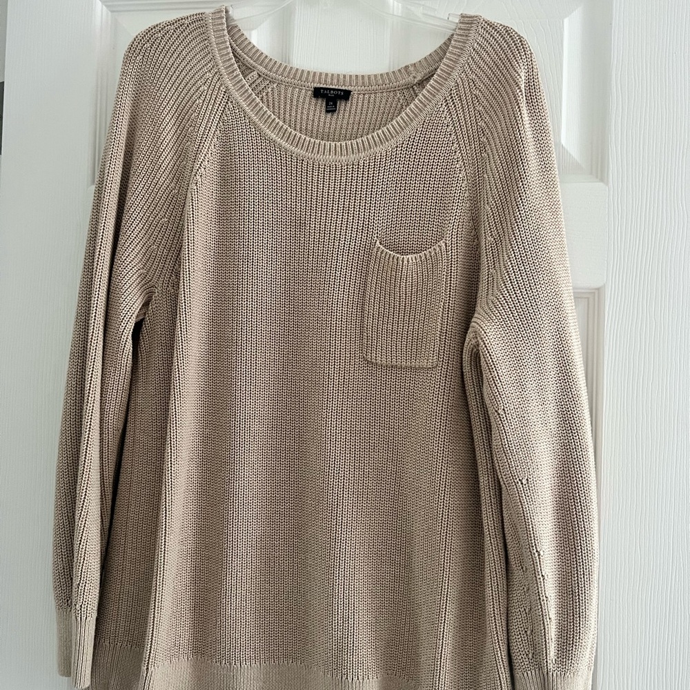 Talbots Women's Taupe Crew Neck Sweater